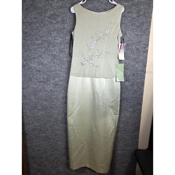 Arianna Rachel Kaye Dress Womens 8 2 Piece Set Maxi Floral Embroidered Made USA - Picture 1 of 9